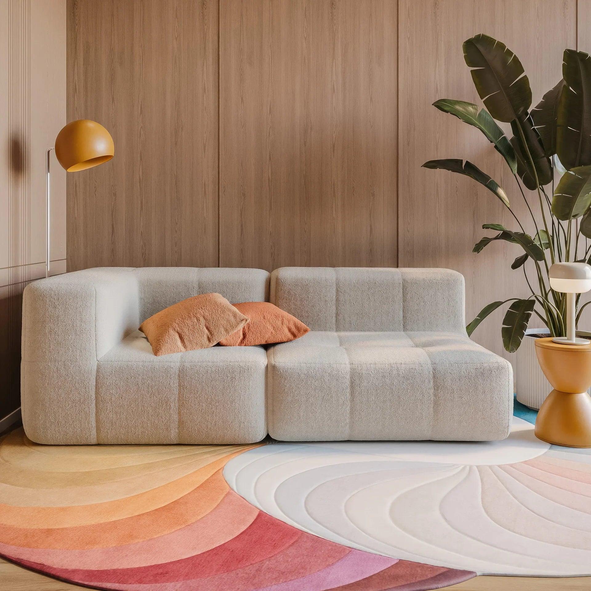 Sofá modular 2 lugares com canto em ambiente residencial