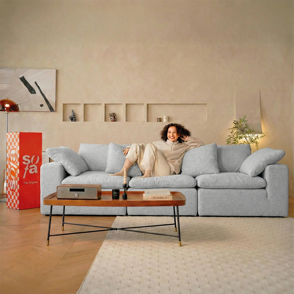 Sofá na Caixa modular Sienna 3 lugares em Boucle - Cinza Granito