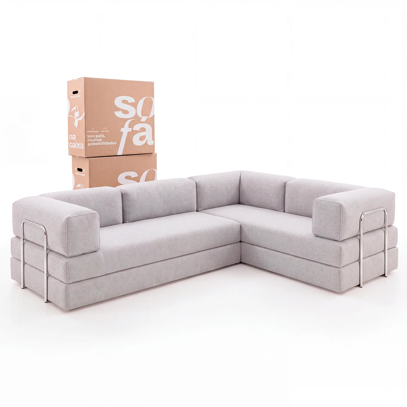 Sofá Cama Bloom Duo - Cinza