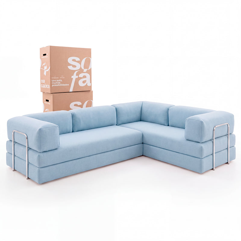 Sofá Cama Bloom Duo - Azul Claro