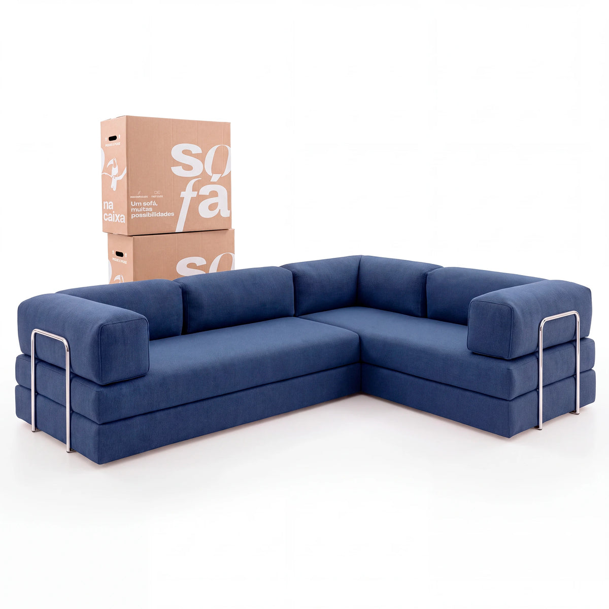 Sofá Cama Bloom Duo - Azul Marinho
