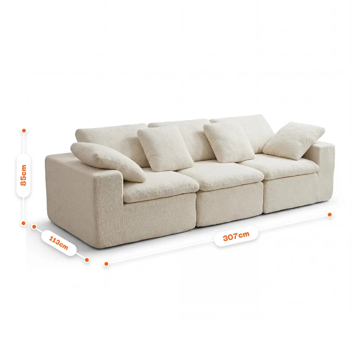 Sofá na Caixa modular Sienna 3 lugares em Boucle - Cinza Granito