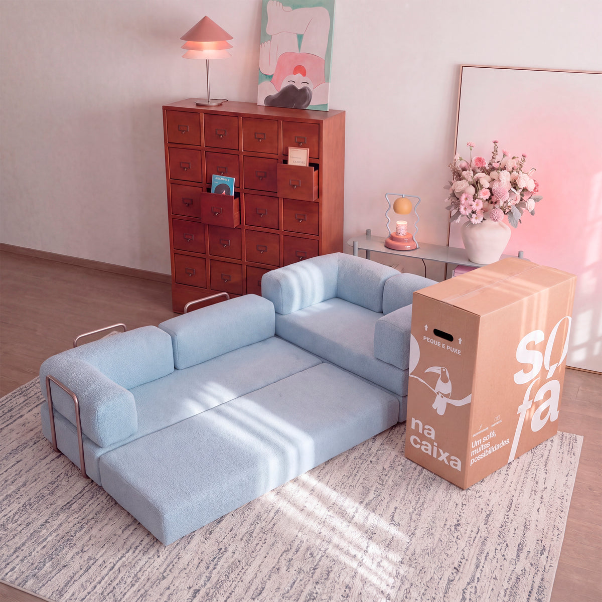 Sofá Cama Bloom Duo - Azul Claro