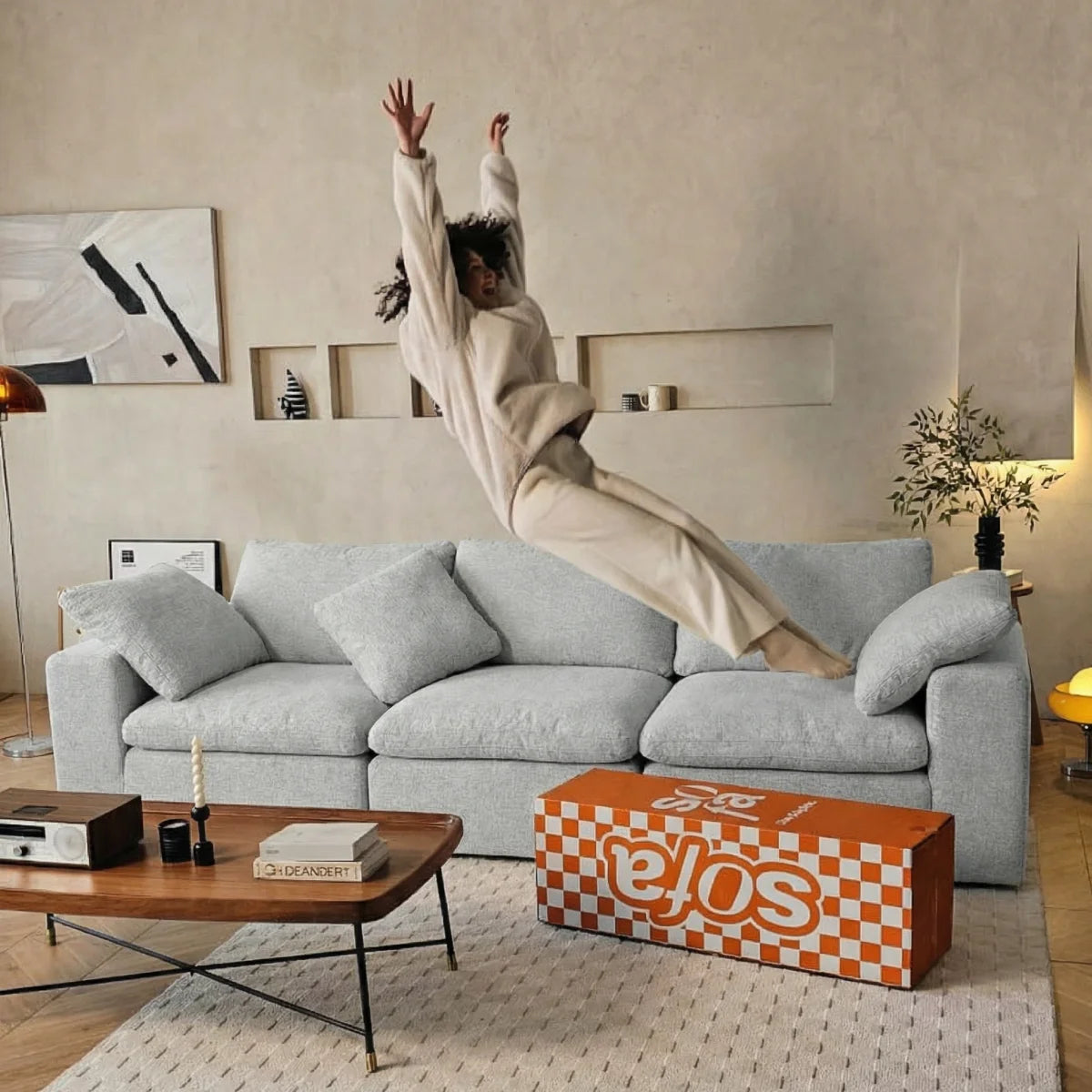 Sofá na Caixa modular Sienna 3 lugares em Boucle - Cinza Granito