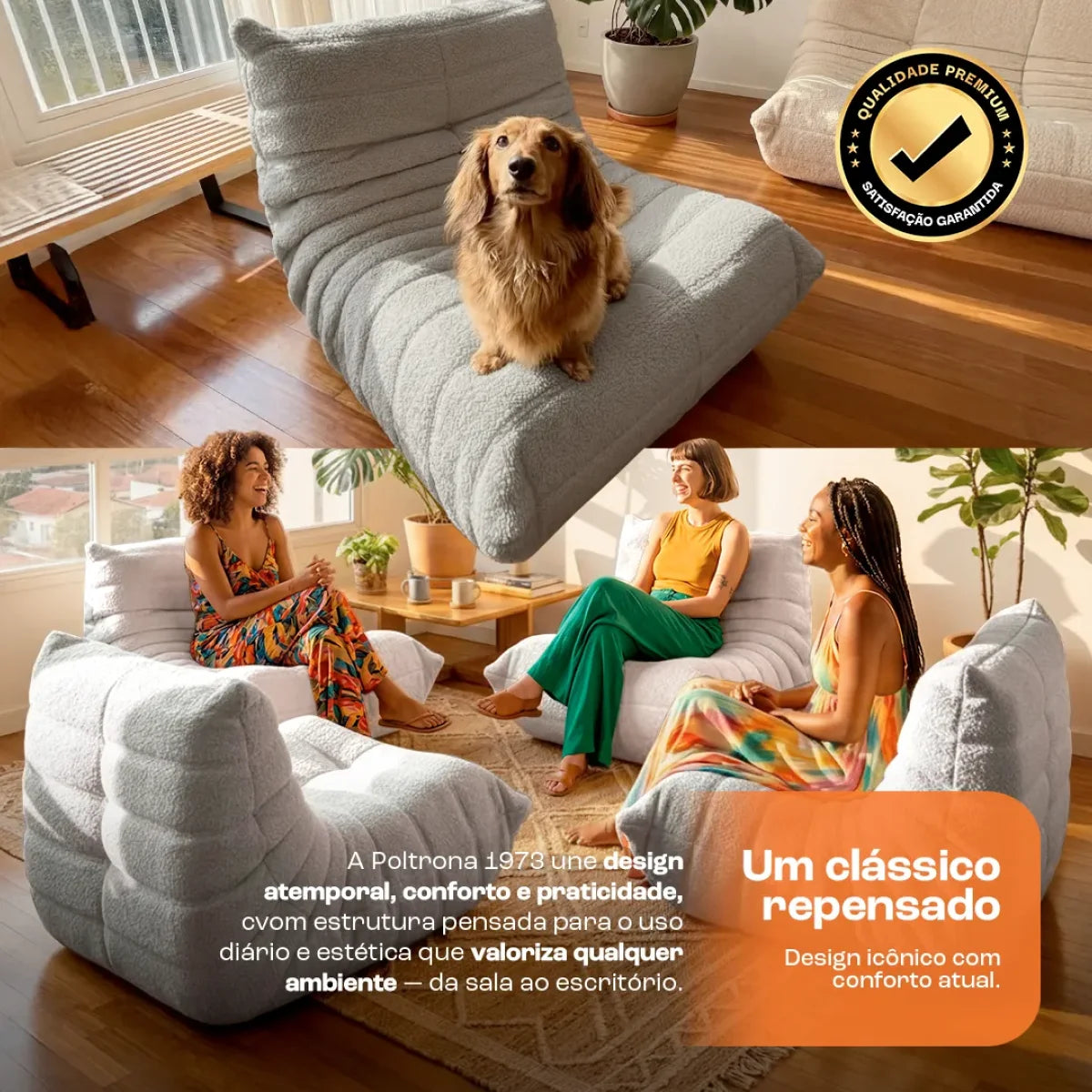 Poltrona Design 1973 Cinza 1 unidade Sofá na Caixa · vista 5