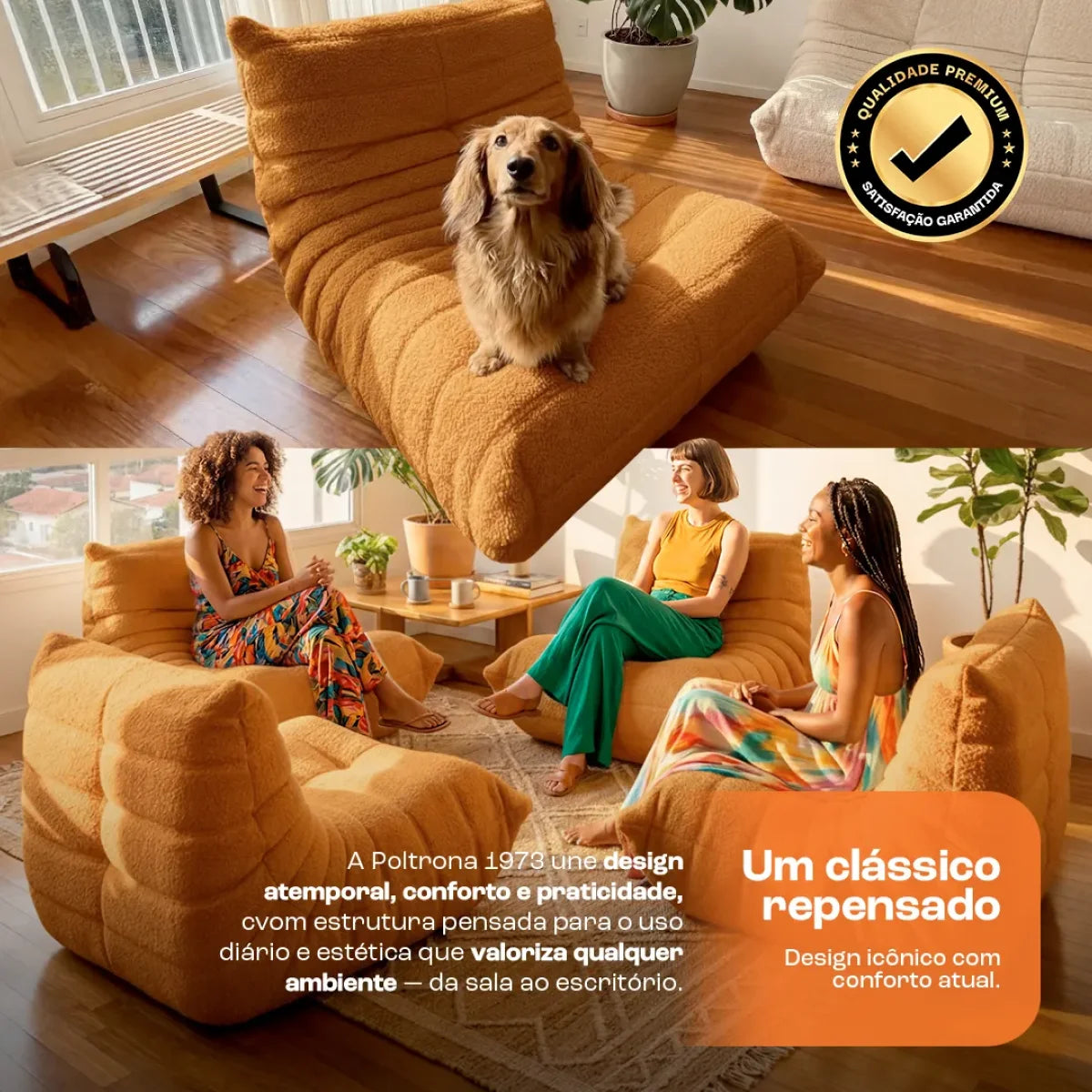Poltrona Design 1973 Laranja 1 unidade Sofá na Caixa