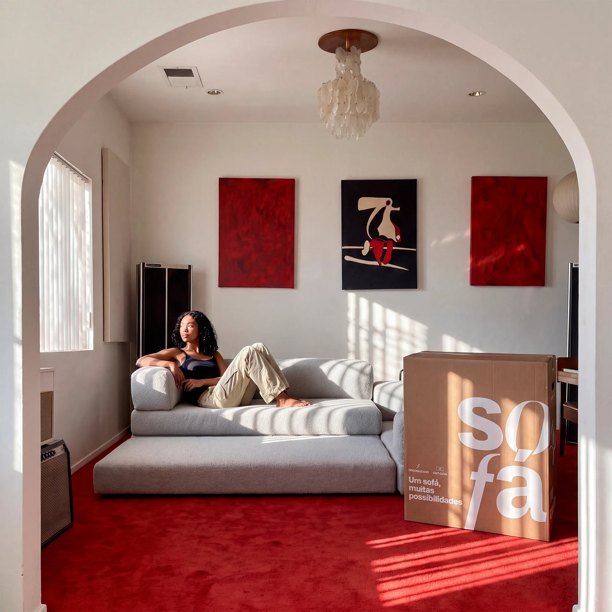 Sofá Cama Bloom Duo - Cinza