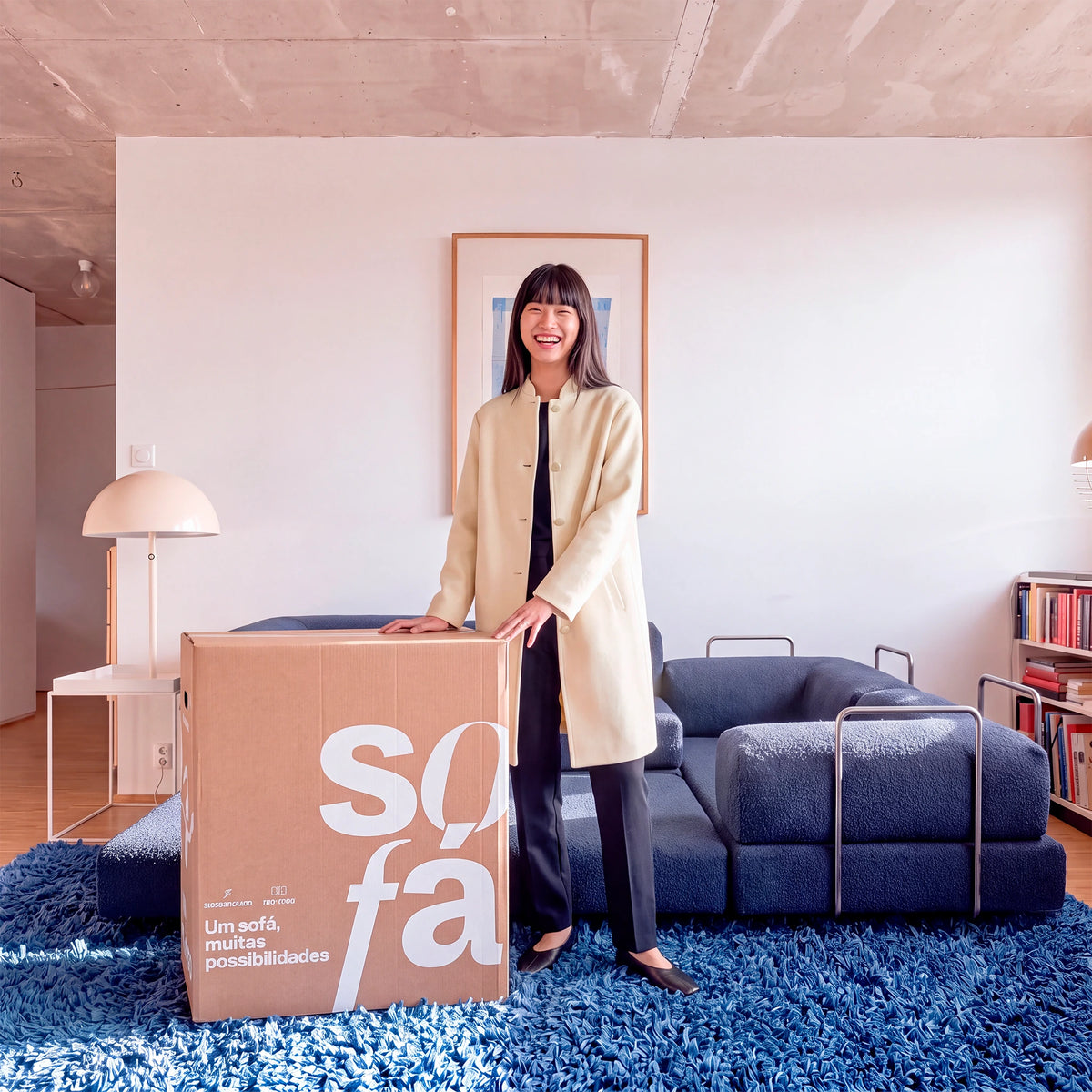 Sofá Cama Bloom Duo - Azul Marinho