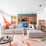 Sofá na Caixa modular 3 lugares em Boucle com Apoio de pé - Cinza