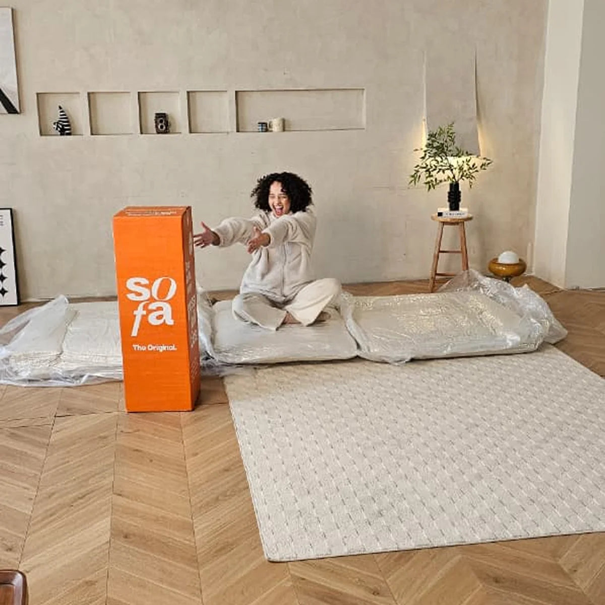 Sofá na Caixa modular Sienna 3 lugares em Boucle - Cinza Granito