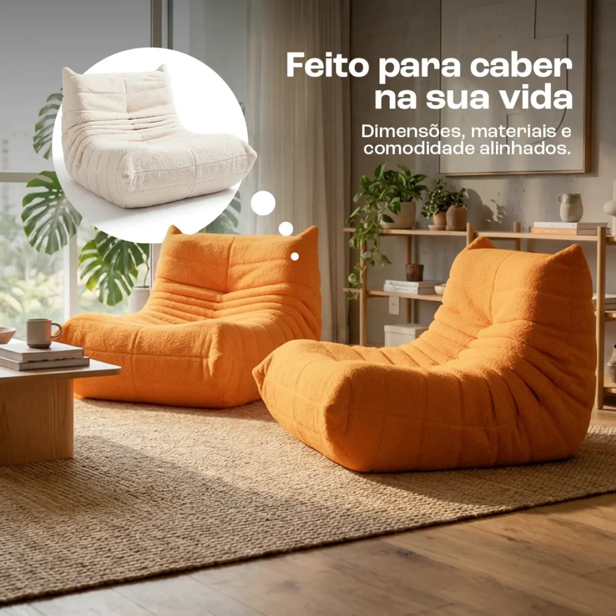 Poltrona Design 1973 Laranja 1 unidade Sofá na Caixa