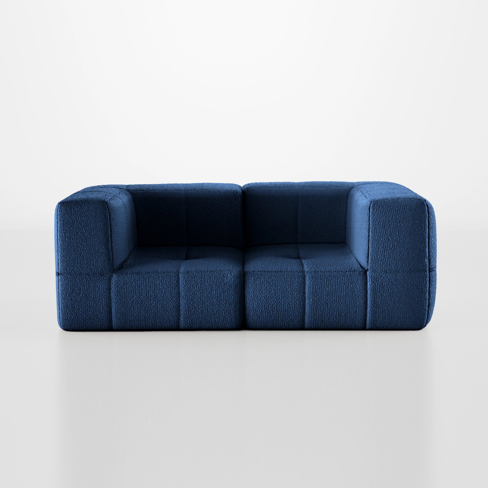Sofá na Caixa modular 2 lugares em Boucle - Azul