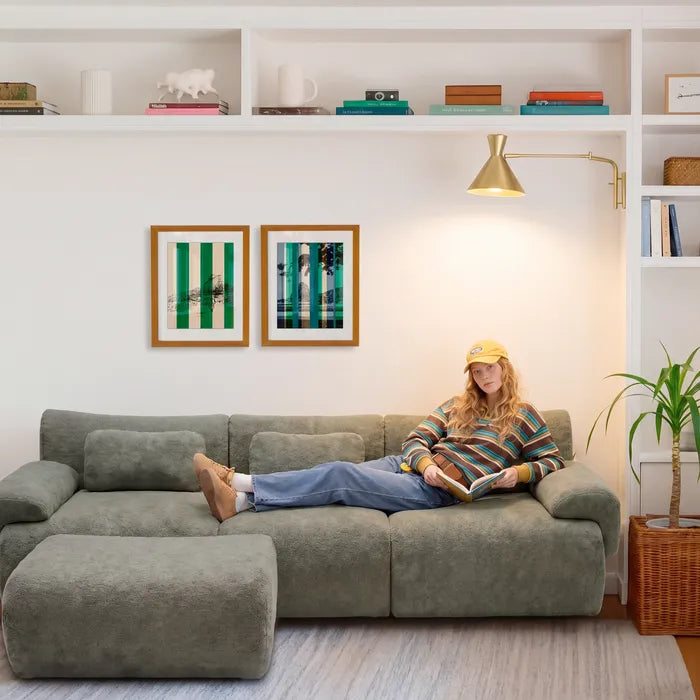 Sofá na Caixa modular Horizon 3 lugares em Boucle - Verde · vista 21