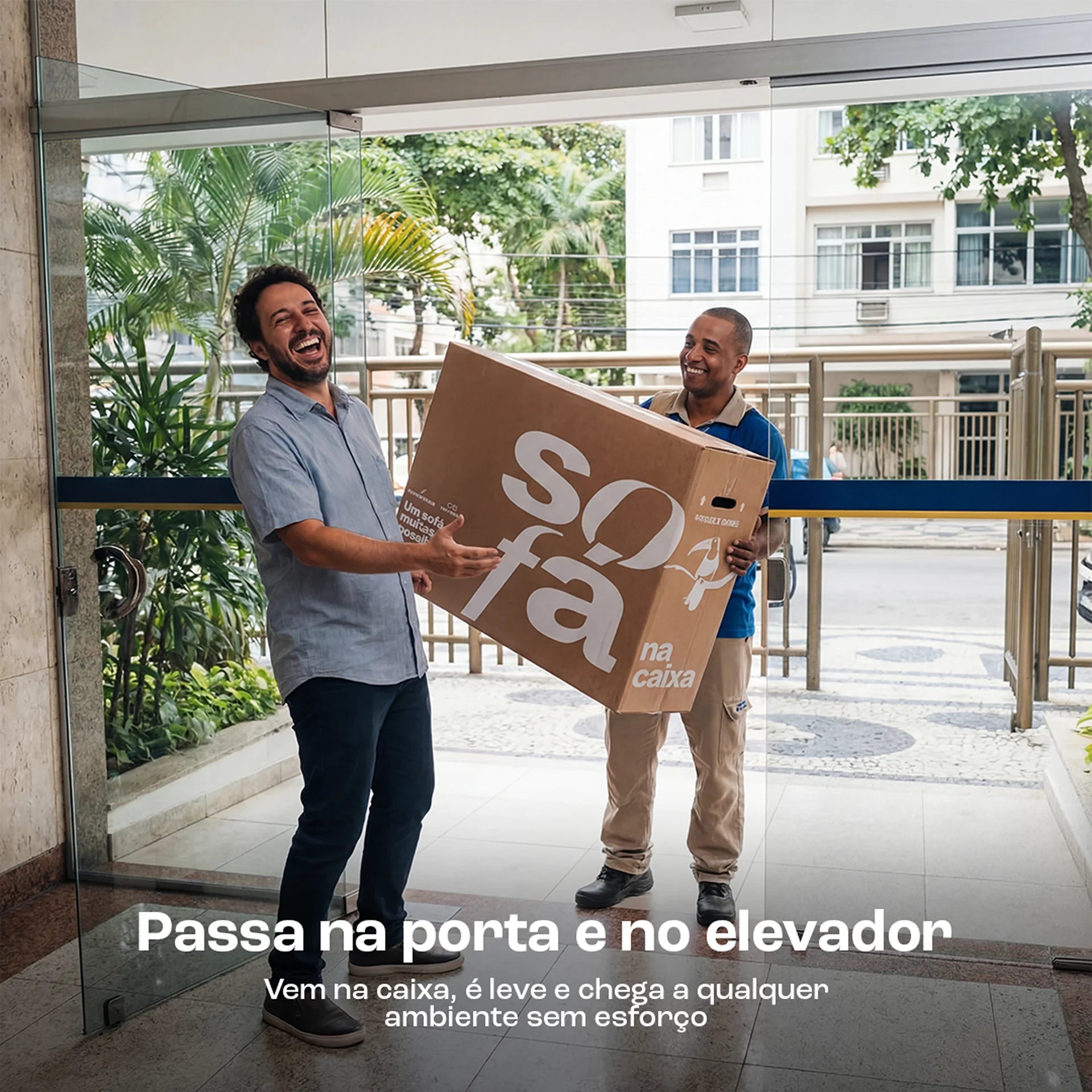 Sofá na Caixa modular 2 lugares em Boucle - Linho