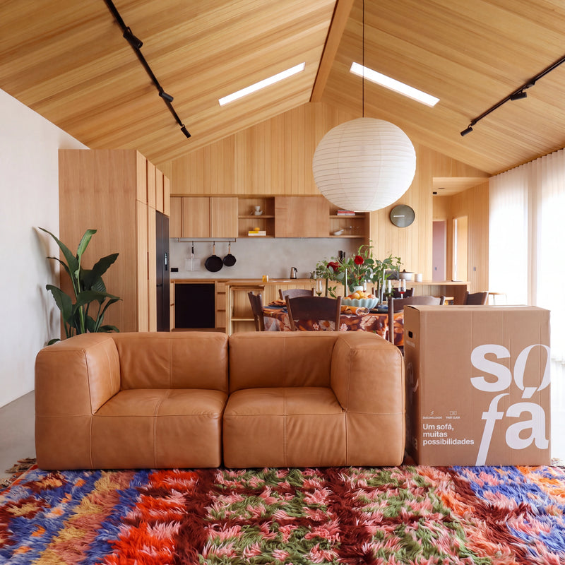 Sofá na Caixa modular 2 lugares Poli-Couro Marrom