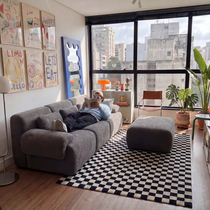 Sofá na Caixa modular Horizon 3 lugares em Boucle - Preto · vista 4