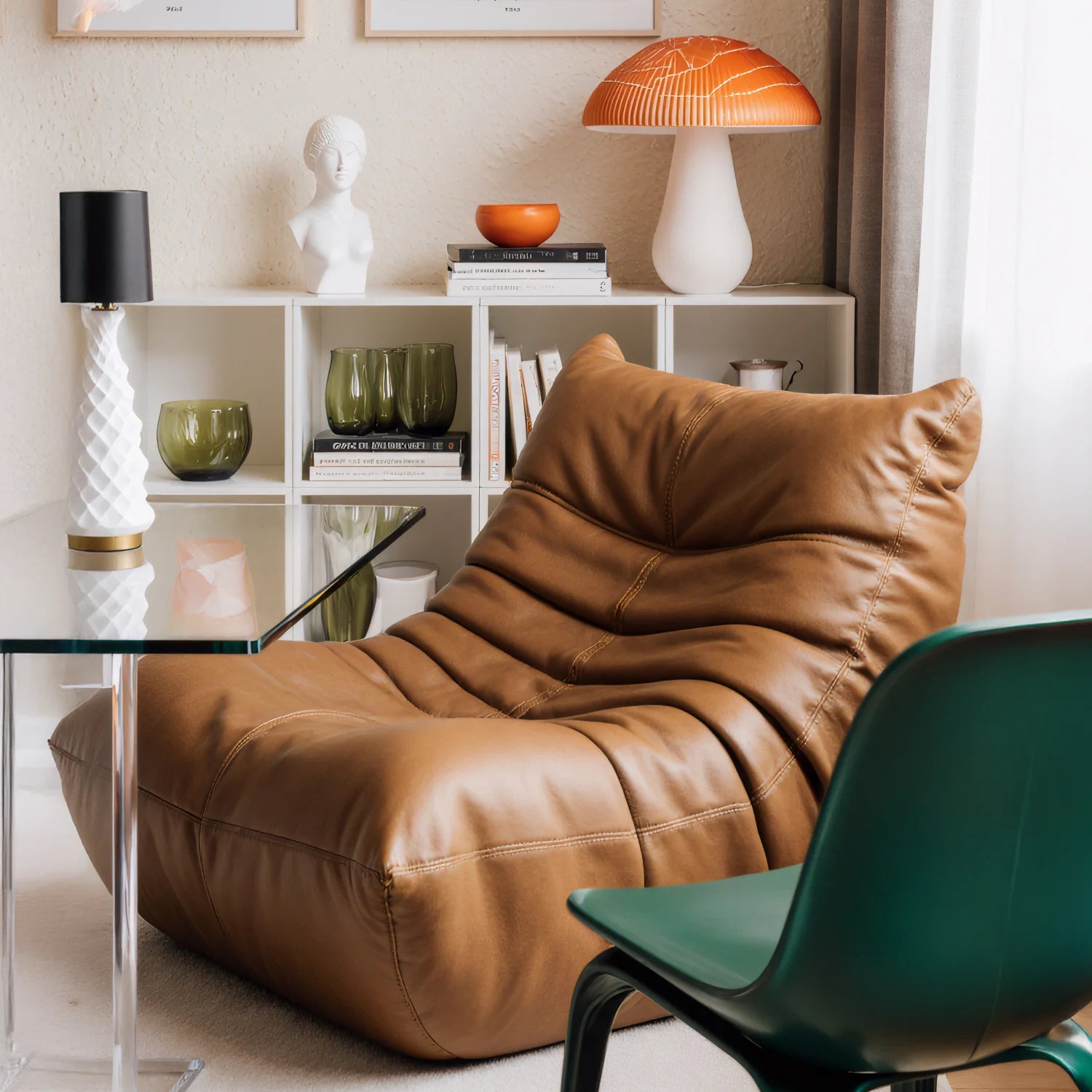 Poltrona Design 1973 Courino Marrom 2 unidades Sofá na caixa