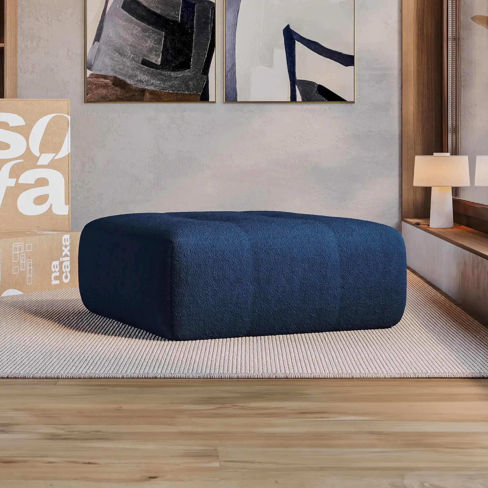 Apoio para o pé em Boucle - Sofá na Caixa - Azul