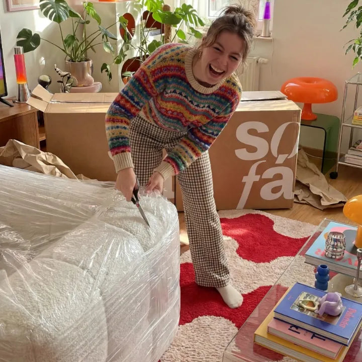 Sofá na Caixa modular 2 lugares em Boucle - Linho