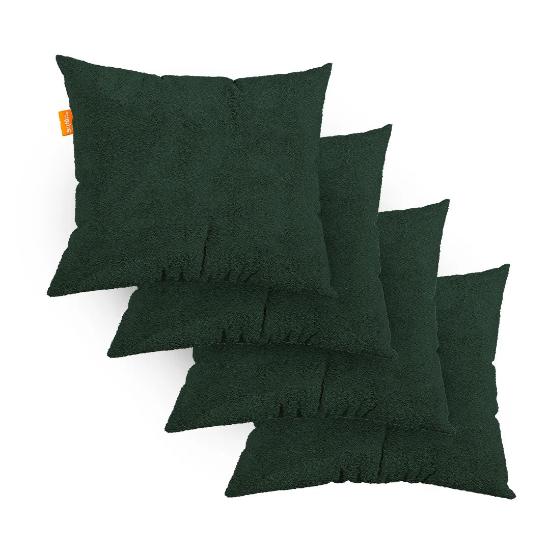 Kit 4 Almofadas Tecido Bouclé - Cor Verde Musgo - 45x45cm