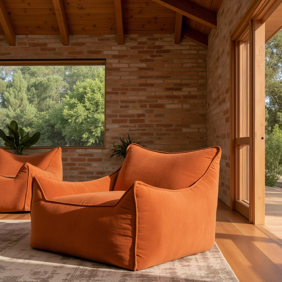 Kit Poltrona Arya + Apoio para pés Terracota · em ambiente decorado · vista 5