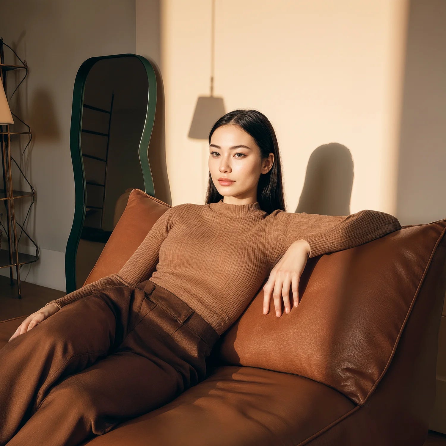 Poltrona Amaia Duni Poli-Couro Marrom