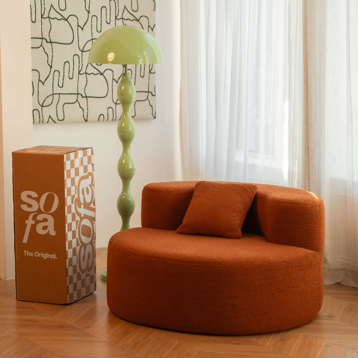 Poltrona Dunne Laranja 1 unidade Sofá Na Caixa · em ambiente decorado