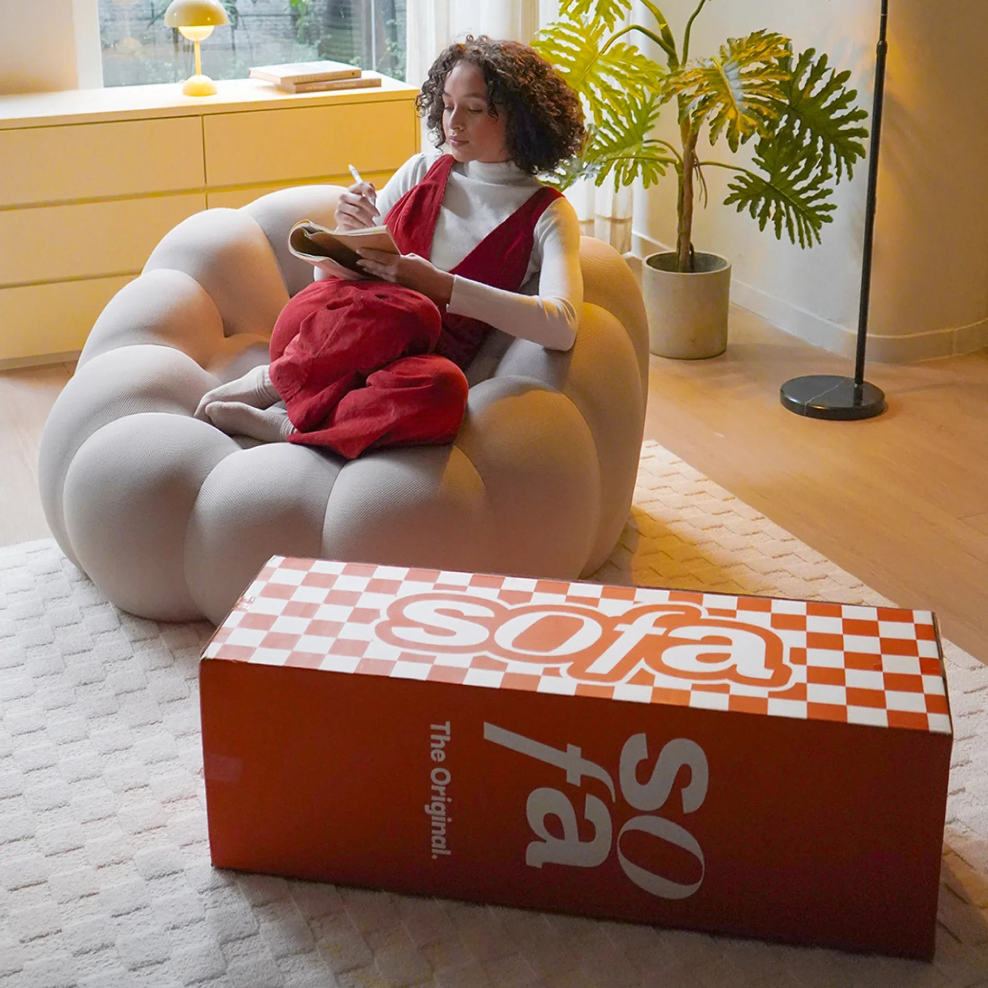 Sofá na Caixa cosmo 1 lugares em Boucle - Linho