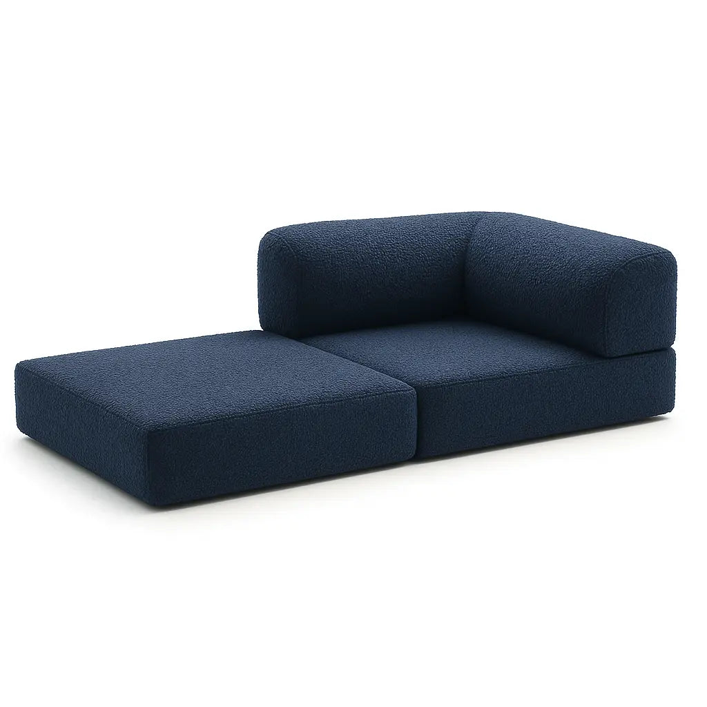 Poltrona do Sofá Cama Bloom Tecido Boucle Azul Marinho - Sofá na Caixa