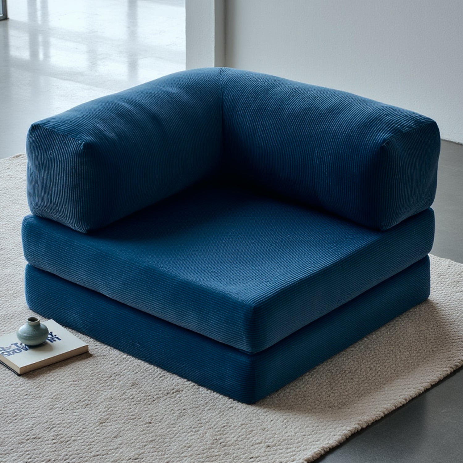 Poltrona do Sofá Cama Bloom Tecido Boucle Azul Marinho - Sofá na Caixa