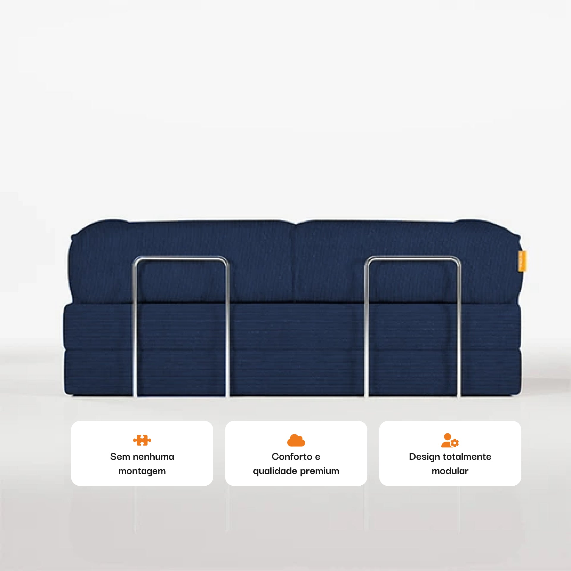 Sofá Cama Bloom Tecido Boucle Azul Marinho - Sofá na Caixa