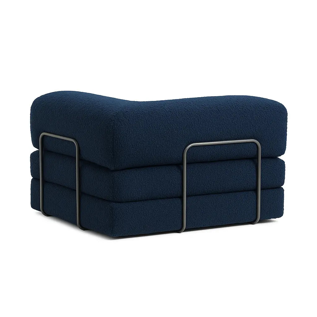 Poltrona do Sofá Cama Bloom Tecido Boucle Azul Marinho - Sofá na Caixa