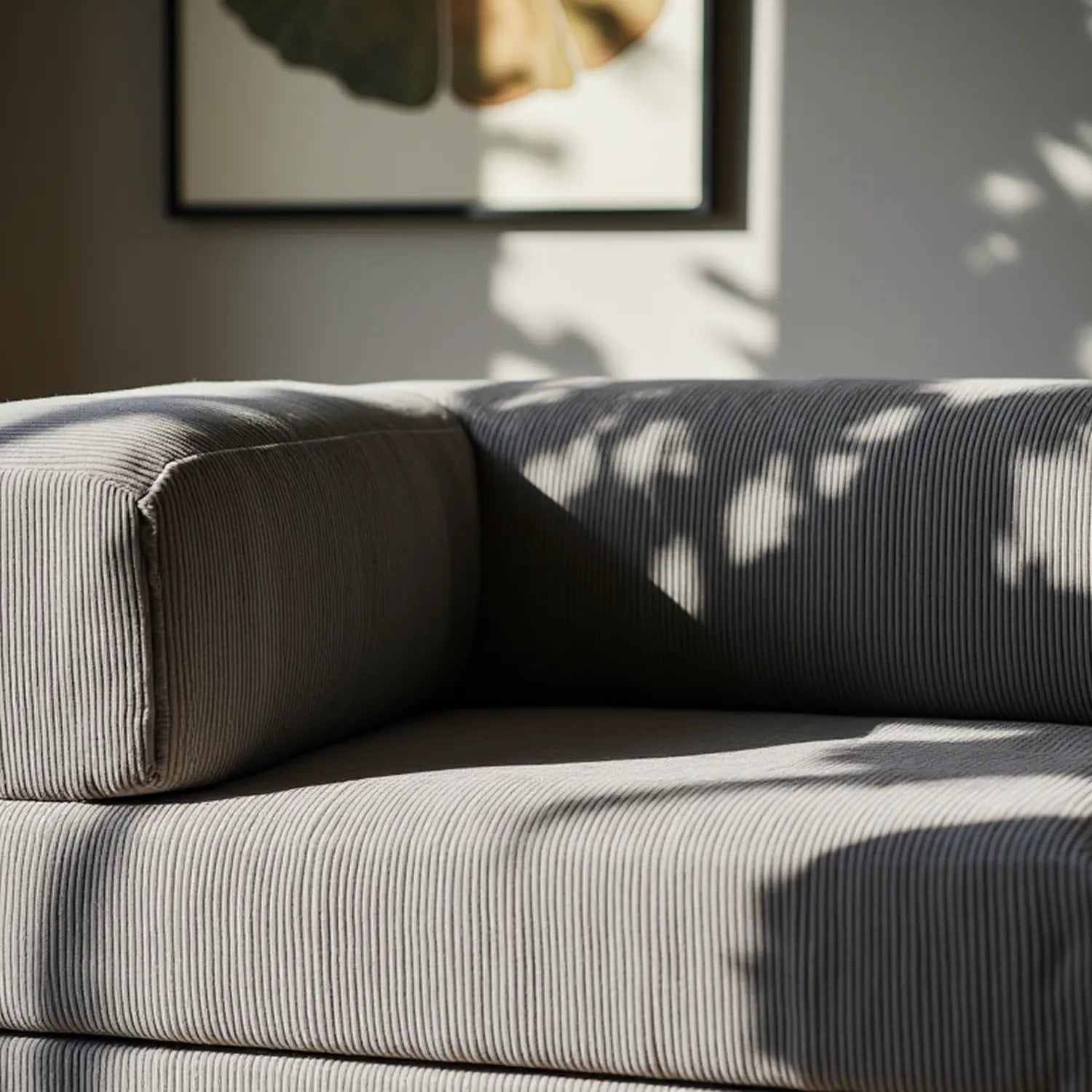 Sofá Cama Bloom - Sofá na Caixa + Apoio de Pé Bloom Tecido Boucle Cinza