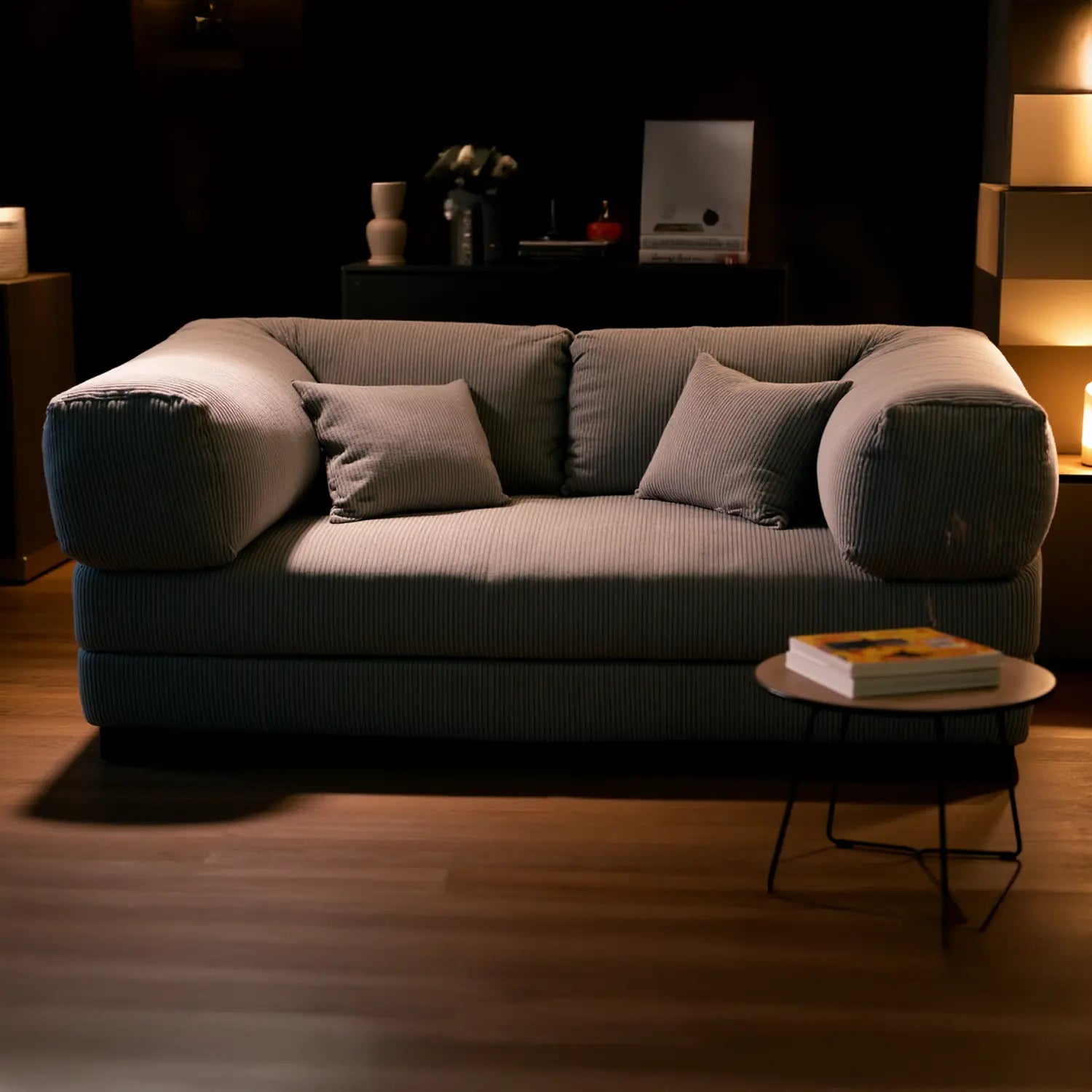 Sofá Cama Bloom - Sofá na Caixa + Apoio de Pé Bloom Tecido Boucle Cinza