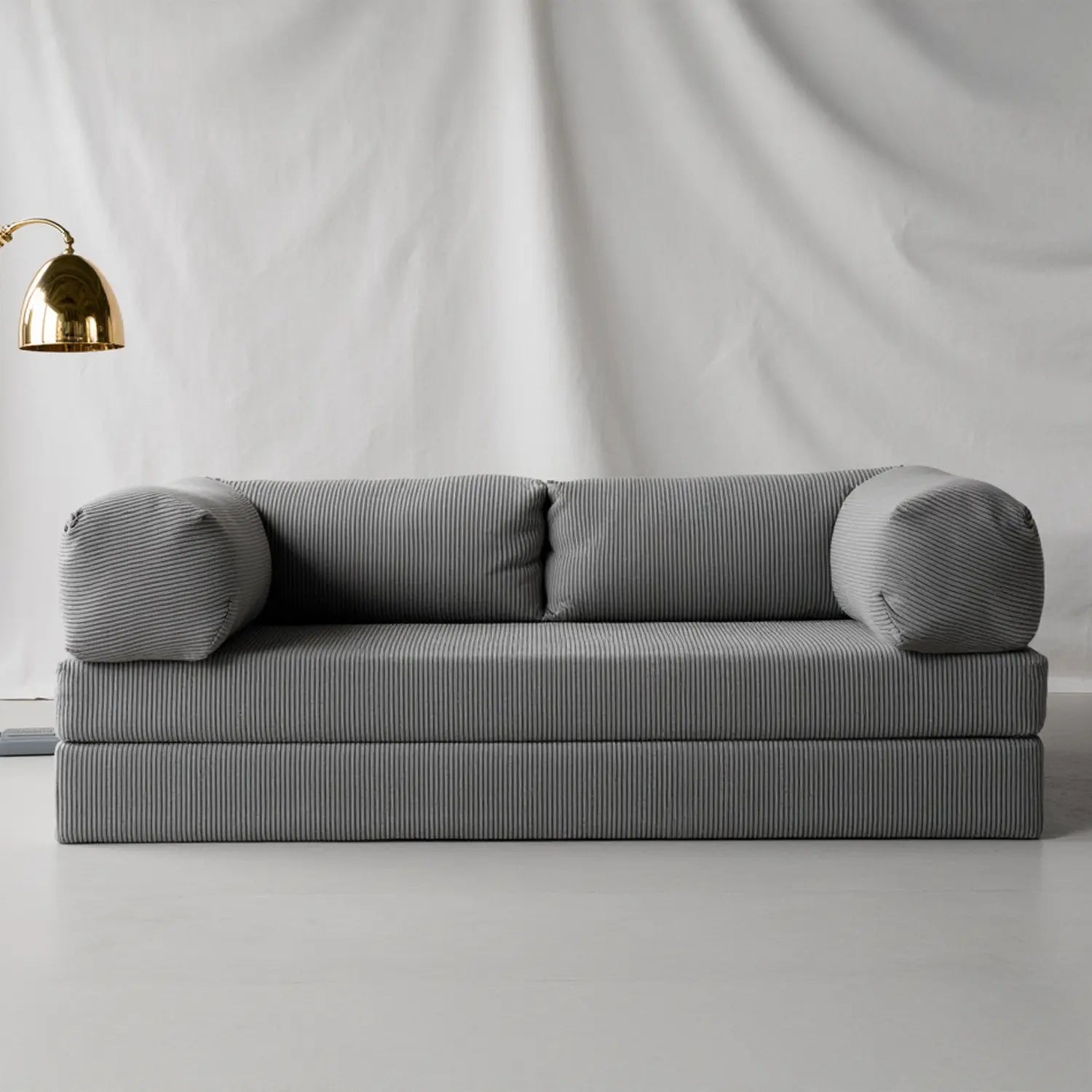 Sofá Cama Bloom - Sofá na Caixa + Apoio de Pé Bloom Tecido Boucle Cinza