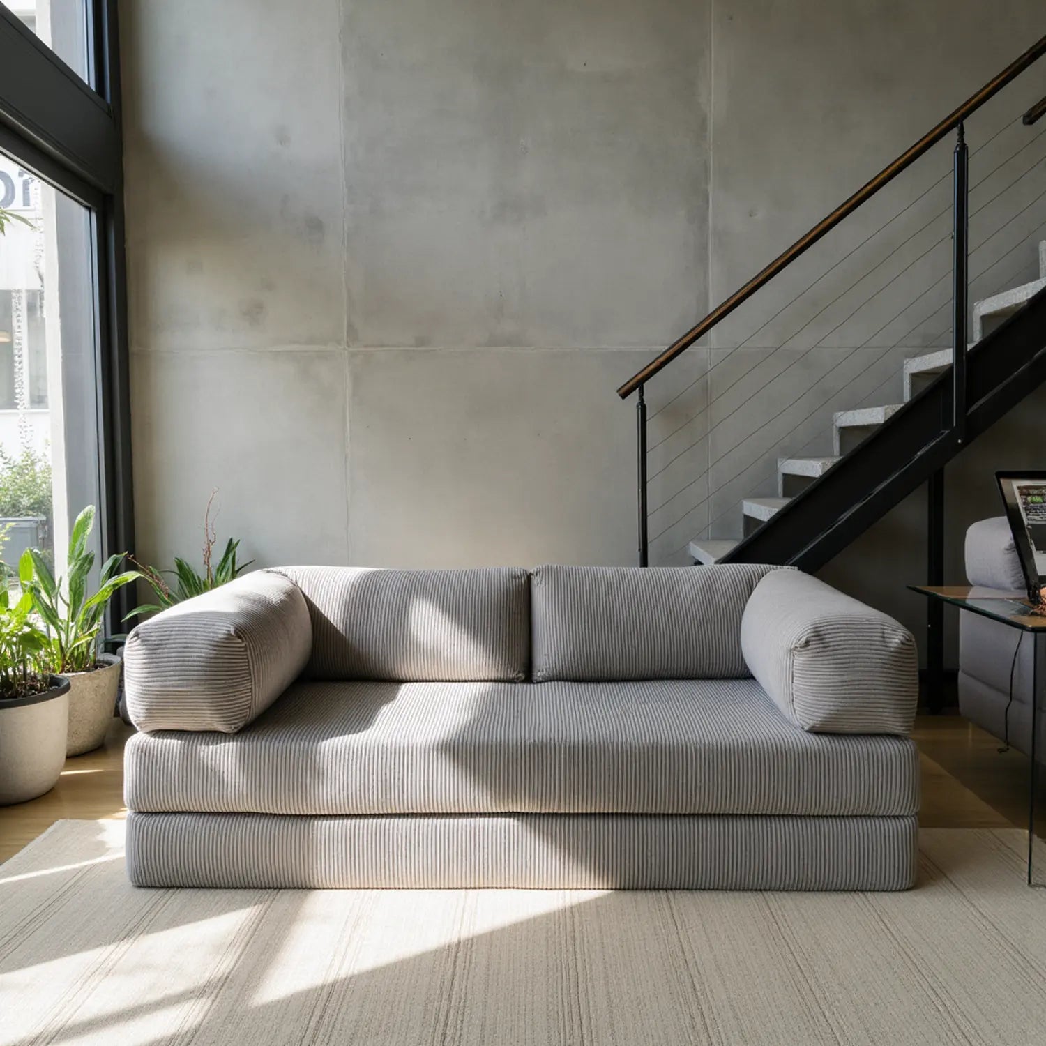 Sofá Cama Bloom Tecido Boucle Cinza - Sofá na Caixa