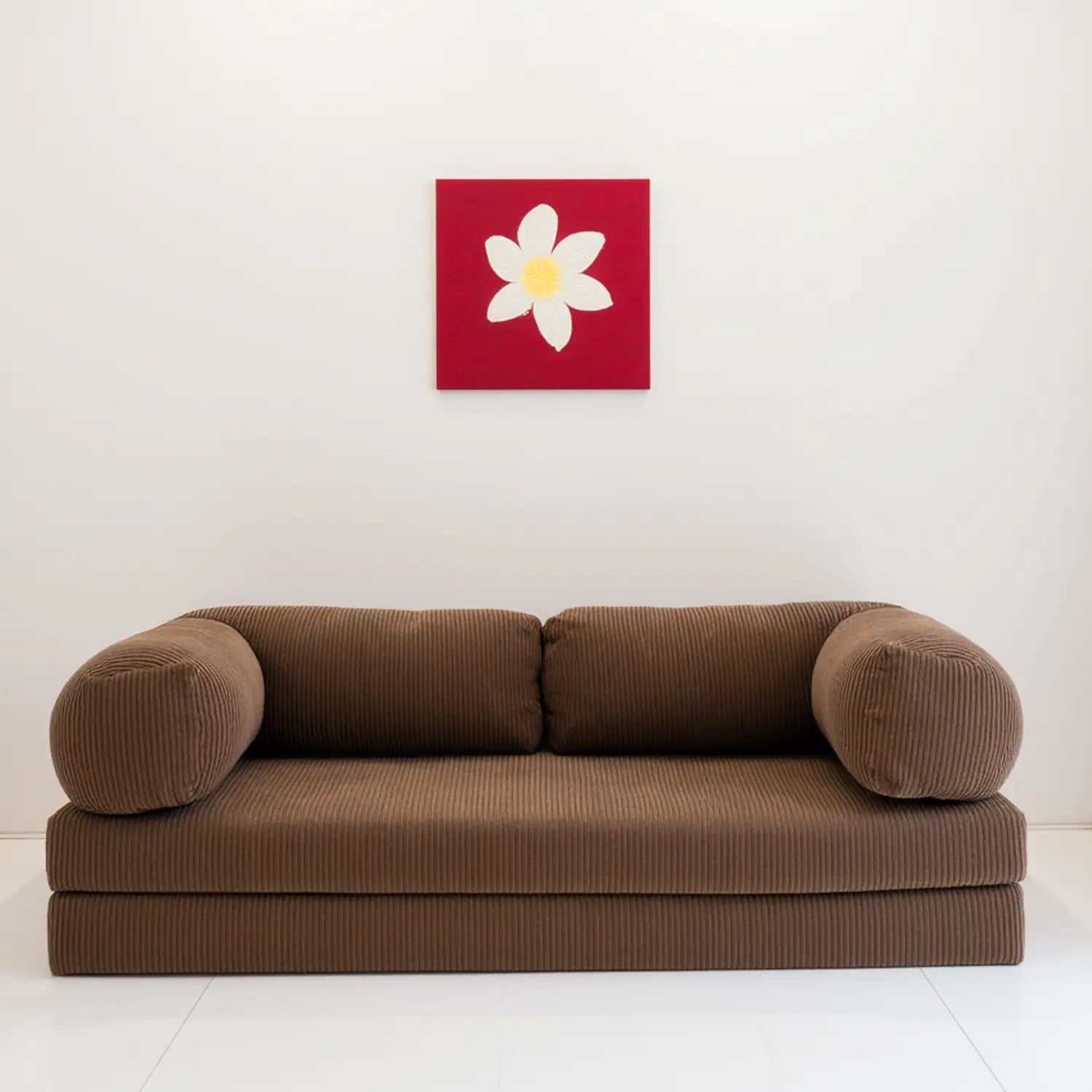 Sofá Cama Bloom - Sofá na Caixa + Apoio de Pé Bloom Tecido Boucle Marrom Grátis · detalhe na cor marrom · vista 11