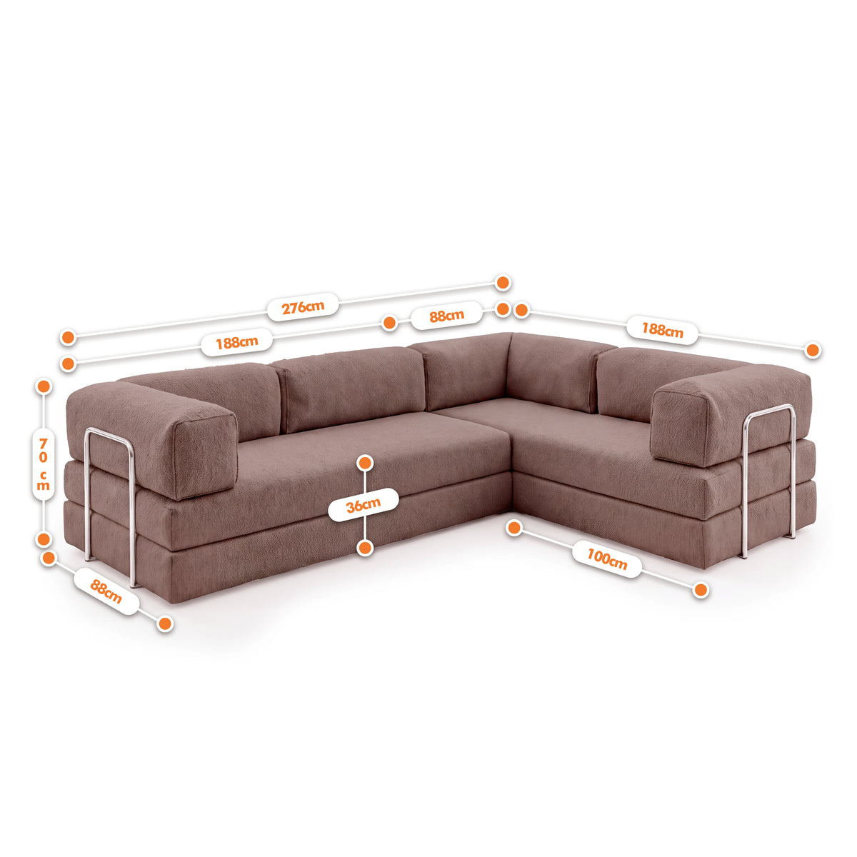 Sofá Cama Bloom Duo - Marrom