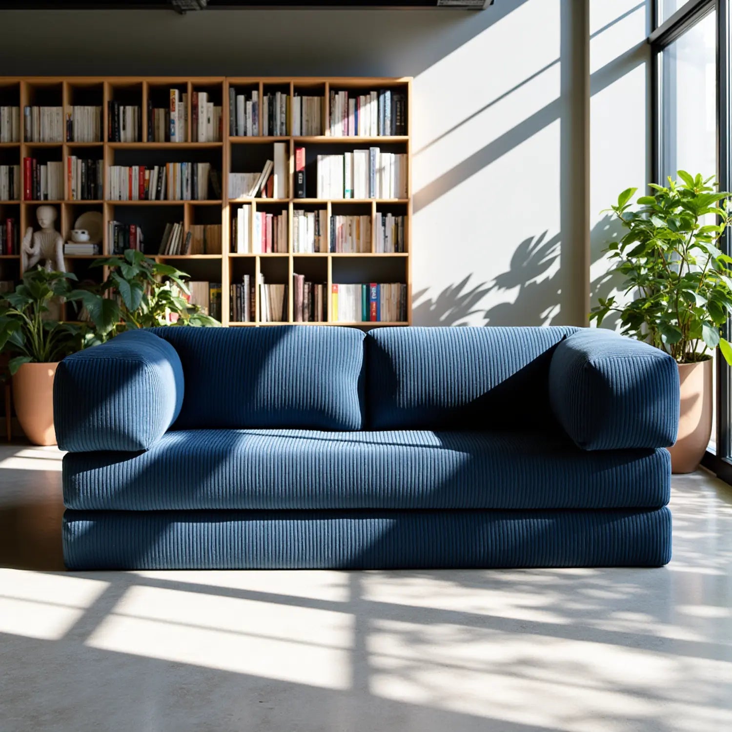 Sofá Cama Bloom Tecido Boucle Azul Marinho - Sofá na Caixa