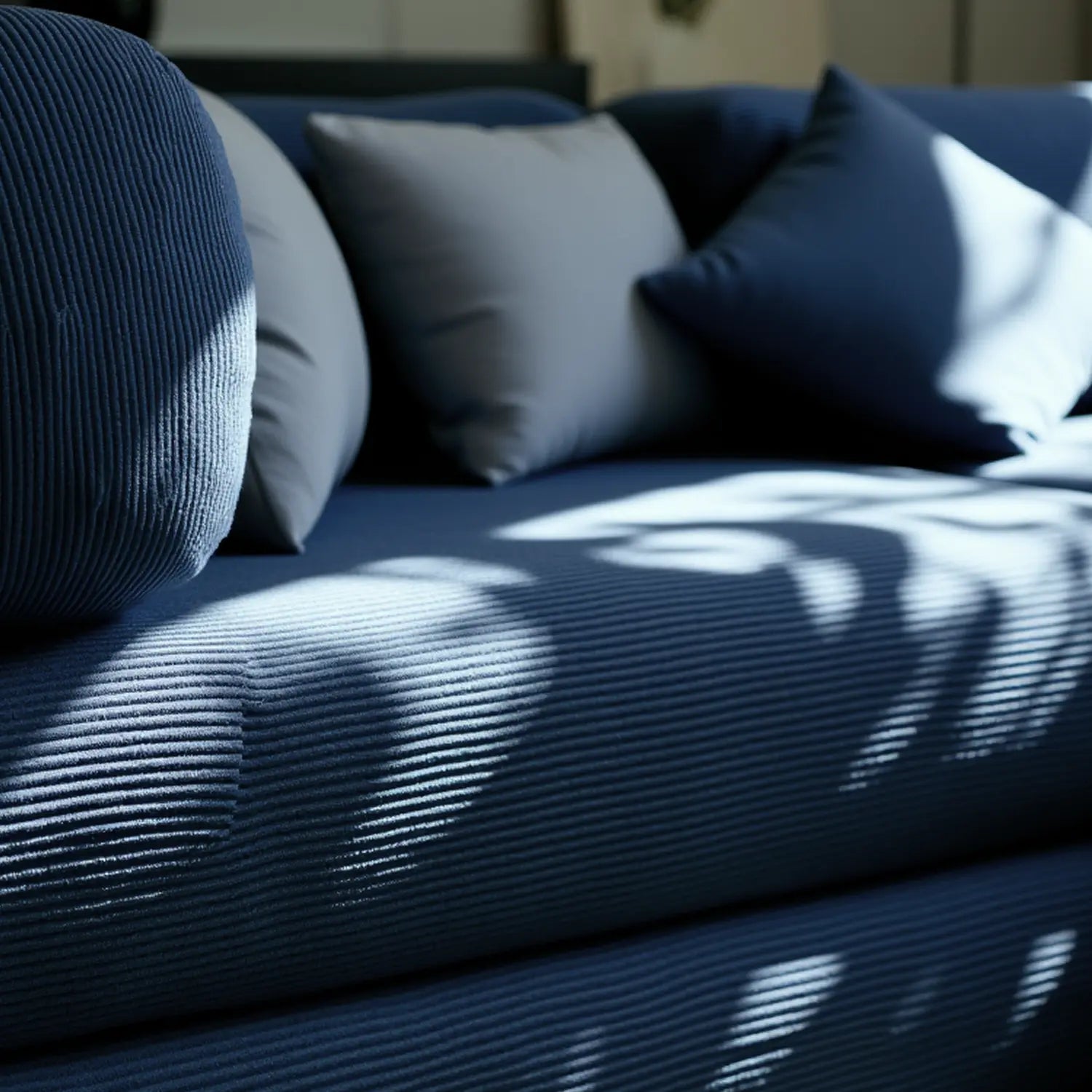 Sofá Cama Bloom - Sofá na Caixa + Apoio de Pé Bloom Tecido Boucle Azul