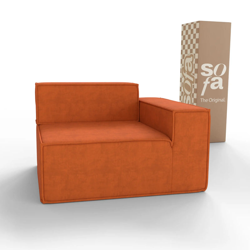 Sofá Modular Pelion 1 lugar Canto em L Direito Boucle - Laranja - Sofá na Caixa