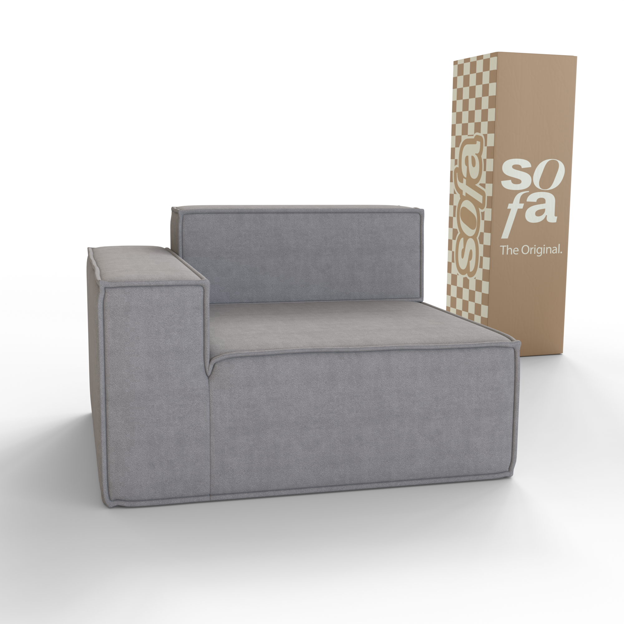 Sofá Modular Pelion 1 lugar Canto em L Esquerdo Boucle - Cinza