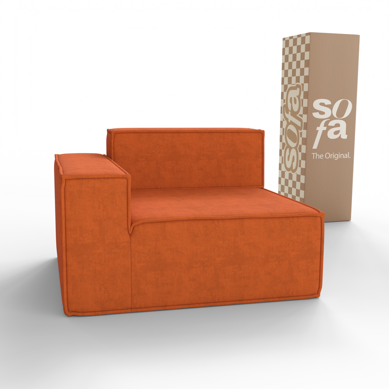 Sofá Modular Pelion 1 lugar Canto em L Esquerdo Boucle - Laranja - Sofá na Caixa