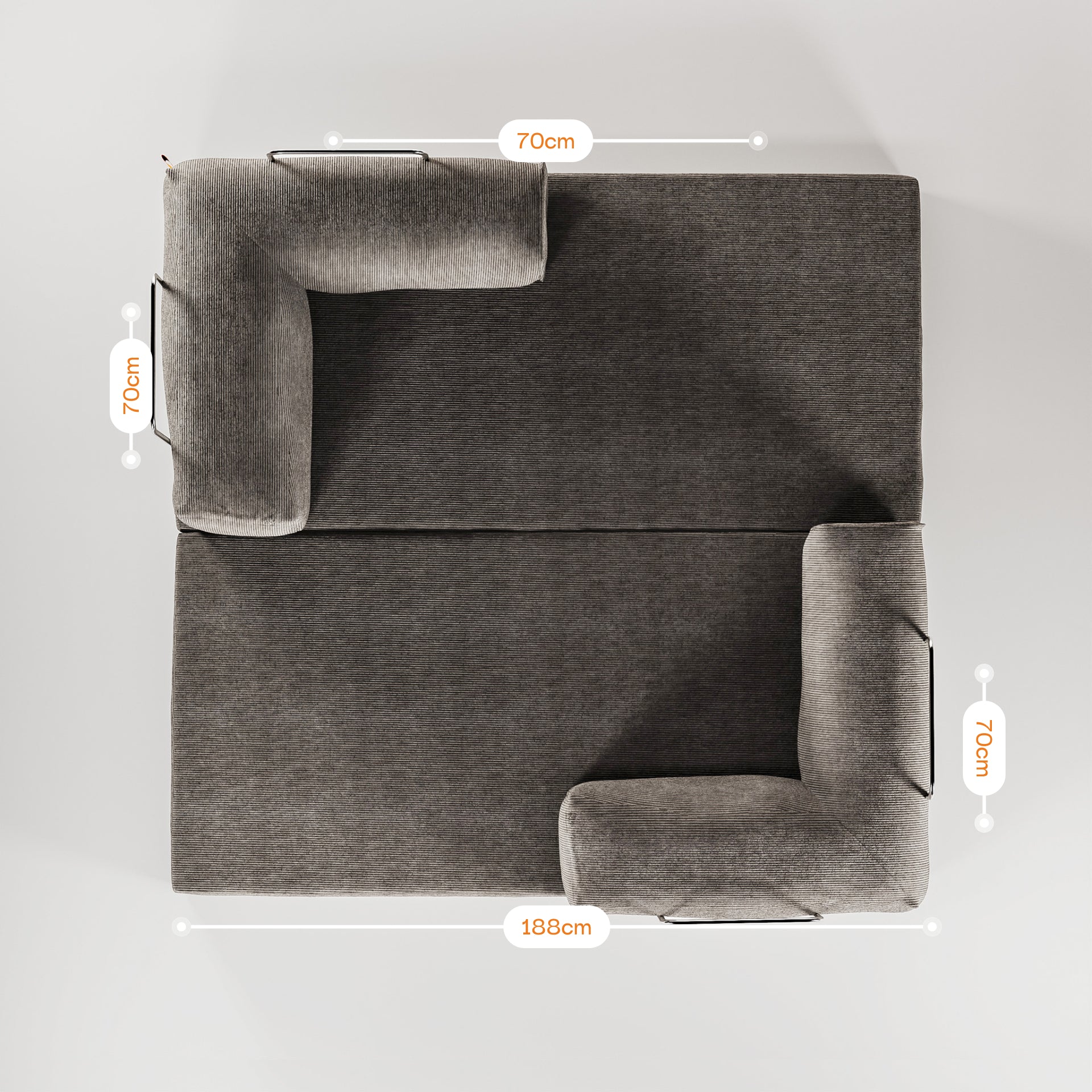 Sofá Cama Bloom Tecido Boucle Cinza - Sofá na Caixa · detalhe na cor cinza · vista 3