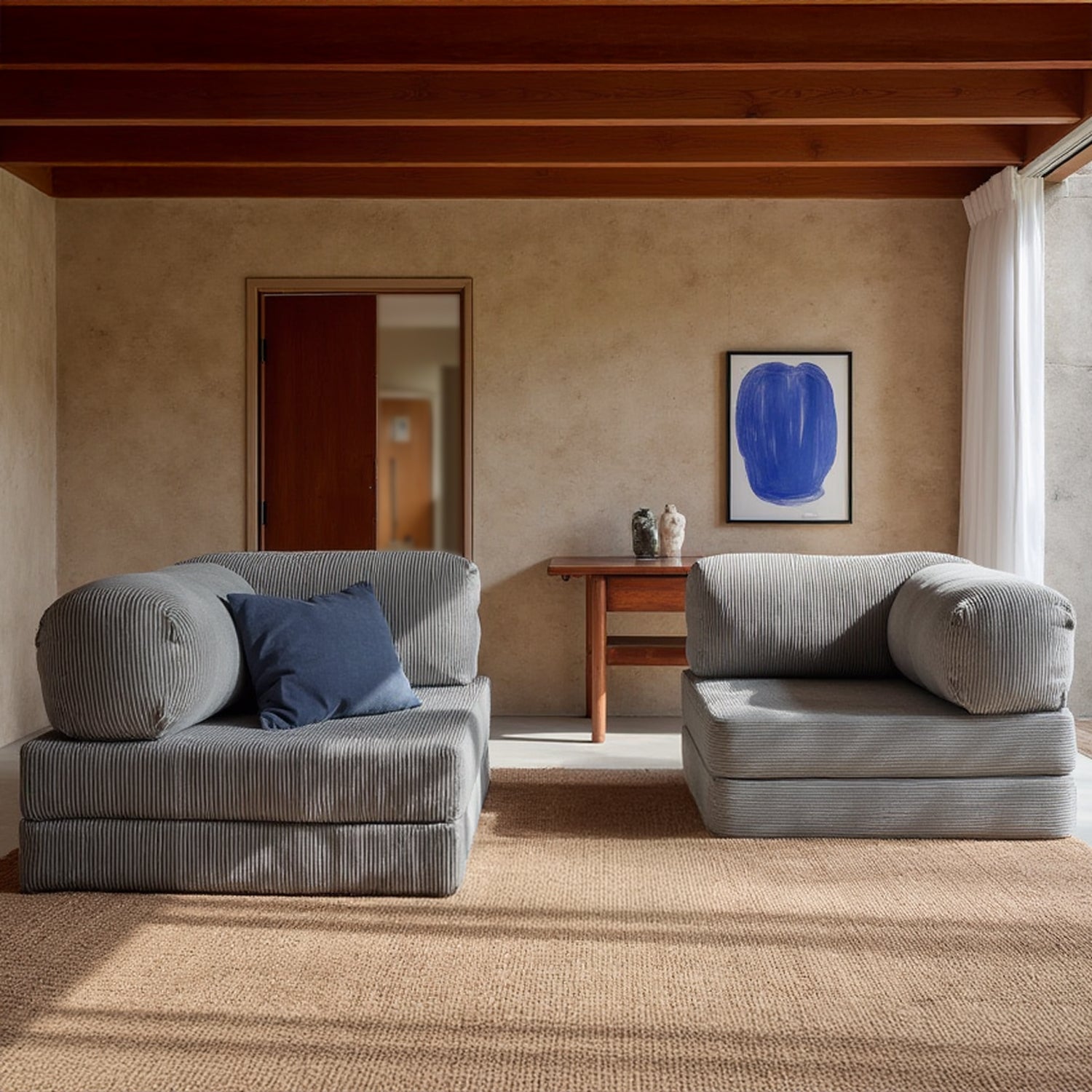 Poltrona do Sofá Cama Bloom Tecido Boucle Cinza - Sofá na Caixa