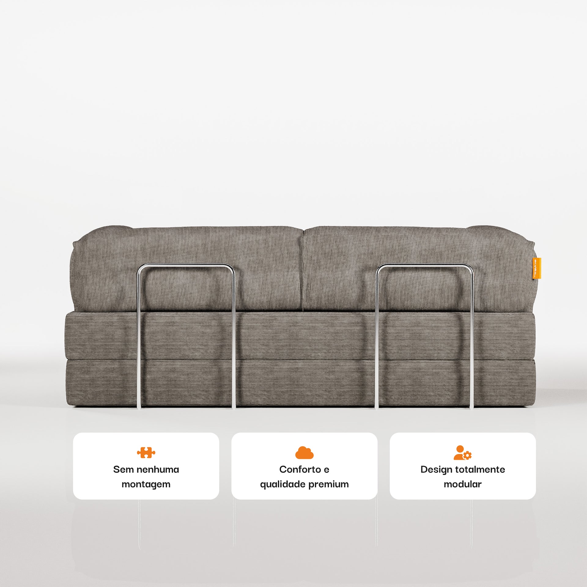 Sofá Cama Bloom Tecido Boucle Cinza - Sofá na Caixa · detalhe na cor cinza · vista 5