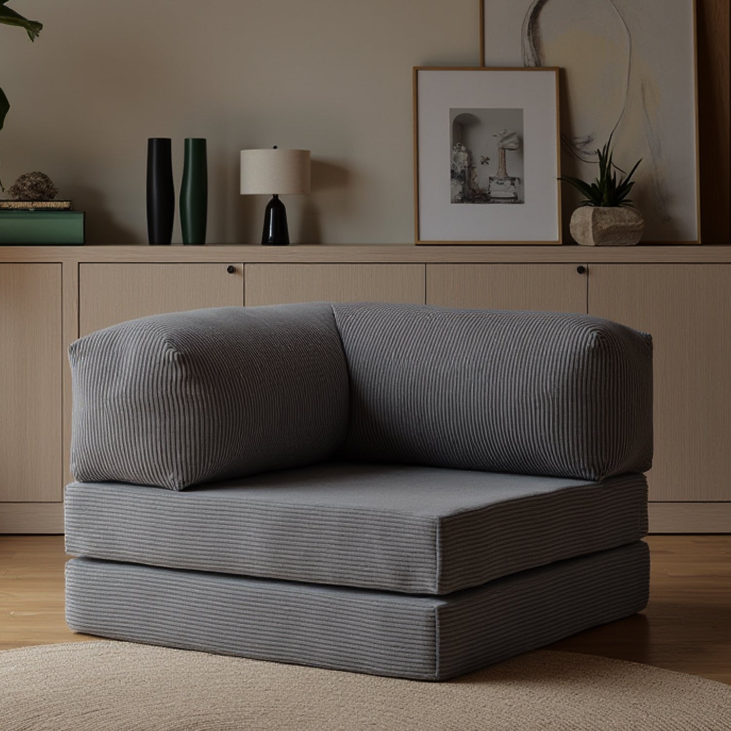 Poltrona do Sofá Cama Bloom Tecido Boucle Cinza - Sofá na Caixa