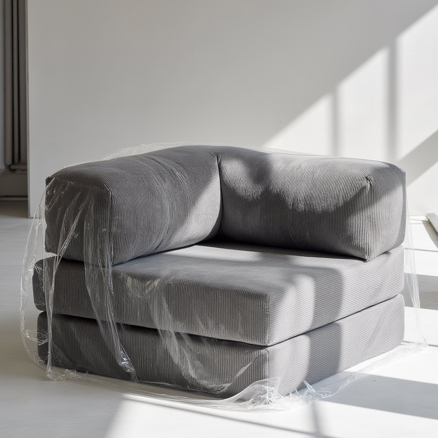 Poltrona do Sofá Cama Bloom Tecido Boucle Cinza - Sofá na Caixa