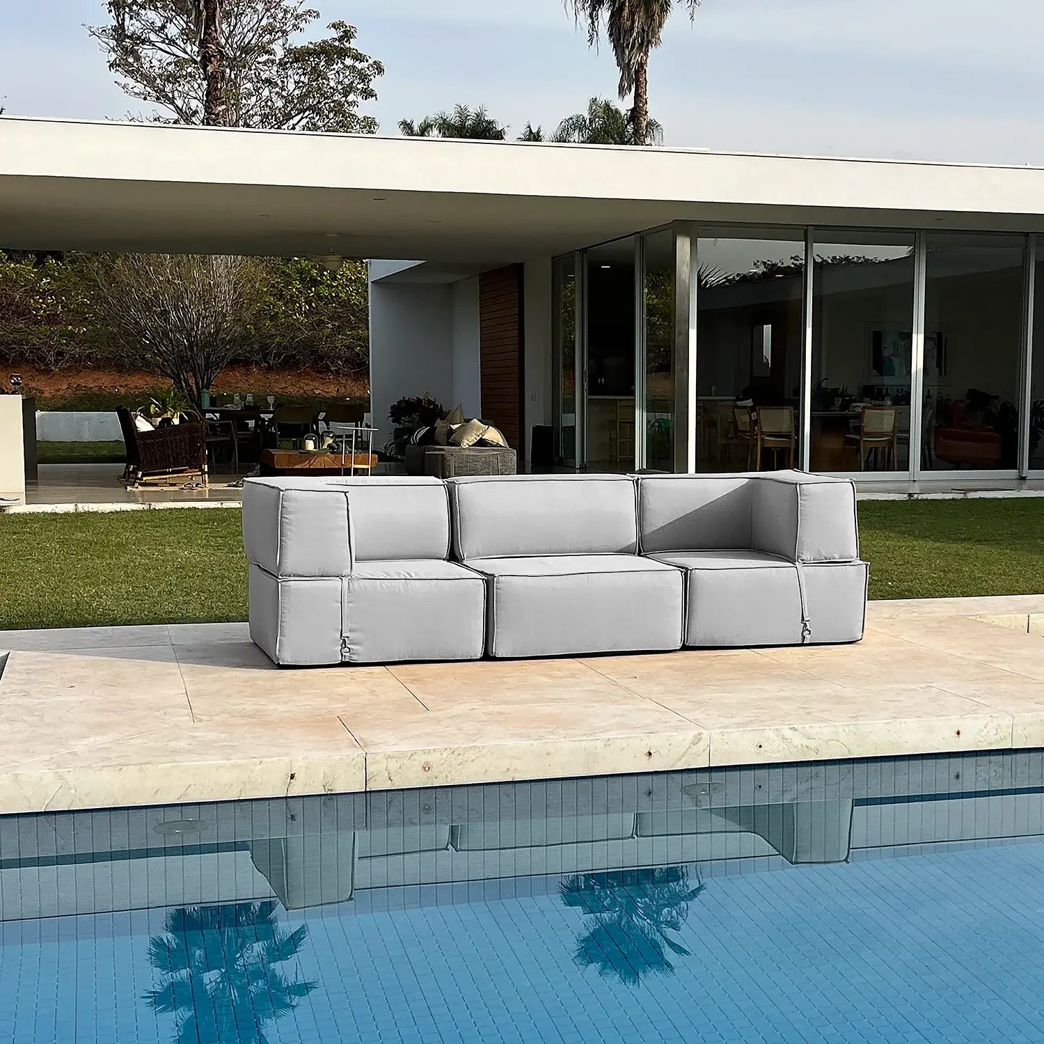 Lounge Zimma com 3 Módulos Cinza