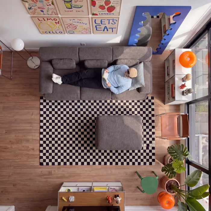 Sofá na Caixa modular Horizon 3 lugares em Boucle - Preto · vista 8